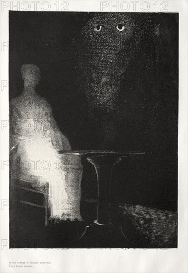 The Haunted House: I Continued to Gaze on the Chair, and Fancied I Saw on it a Pale Blue..., 1896. Creator: Odilon Redon (French, 1840-1916); Auguste Clot (French, 1858-1936).