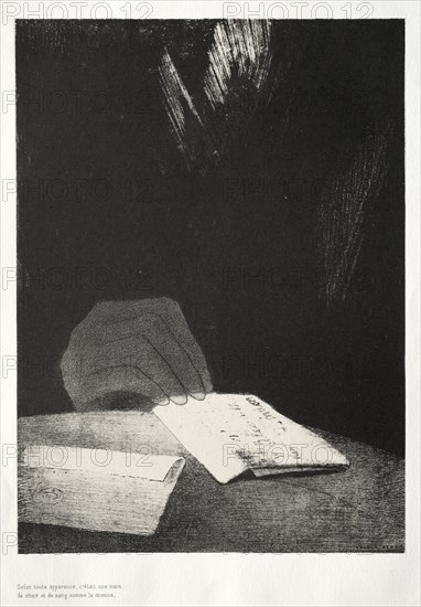 The Haunted House: It Was a Hand, Seemingly as Much of Flesh and Blood as My Own, 1896. Creator: Odilon Redon (French, 1840-1916); Auguste Clot (French, 1858-1936).