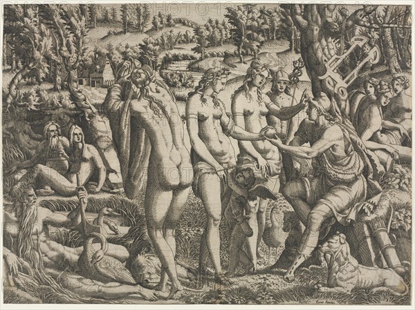 The Judgment of Paris, c. 1545. Creator: Jean Mignon (French).