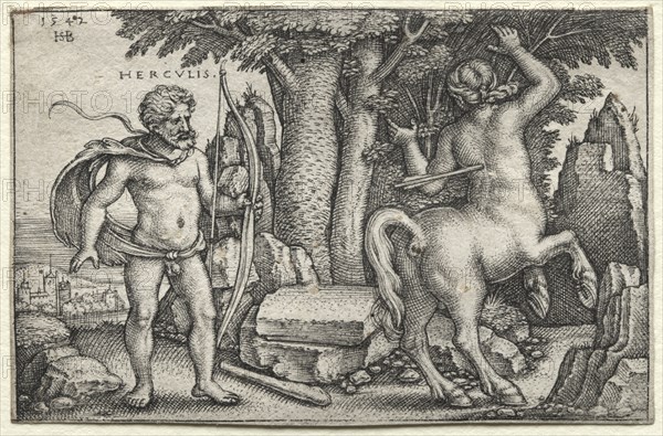 The Labors of Hercules: Hercules and Nessus, 1542. Creator: Hans Sebald Beham (German, 1500-1550).