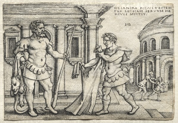 The Labors of Hercules: Hercules Receiving the Garment Steeped in Nessus Blood, 1542. Creator: Hans Sebald Beham (German, 1500-1550).