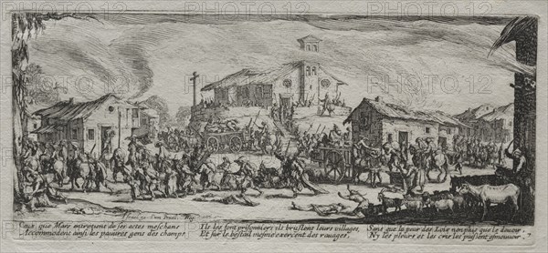 The Large Miseries of War: Pillaging and Burning of a Village, 1633. Creator: Jacques Callot (French, 1592-1635).