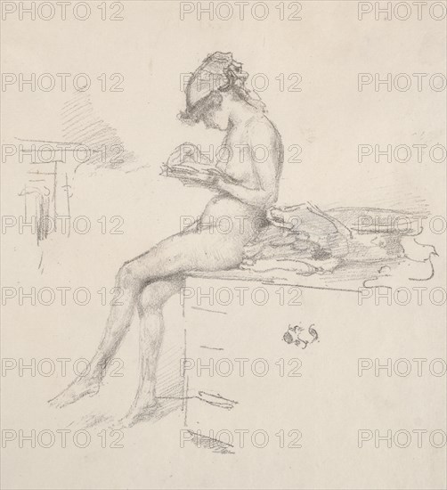 The Little Nude Model Reading, 1890. Creator: James McNeill Whistler (American, 1834-1903).