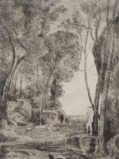 The Little Shepherd, original impression 1855, printed in 1921. Creator: Jean Baptiste Camille Corot (French, 1796-1875).