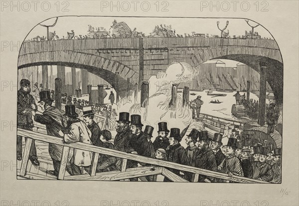 The Living Stream at London Bridge - Under the Bridge, 1863. Creator: George Louis Palmella Busson Du Maurier (British, 1834-1896).
