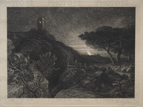 The Lonely Tower. Creator: Samuel Palmer (British, 1805-1881).