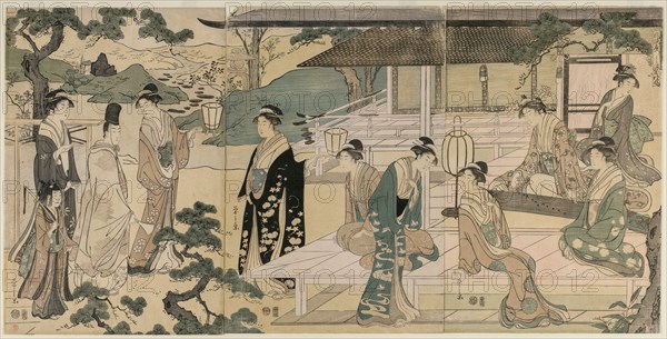 The Matsukaze Chapter of the Tale of Genji (from the series The Tale of Genji?, c. 1791. Creator: Ch?bunsai Eishi (Japanese, 1756-1829).