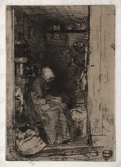 The Old Rag Woman, No. 10 from Twelves Etchings from Nature (The French Set), 1858. Creator: James McNeill Whistler (American, 1834-1903).