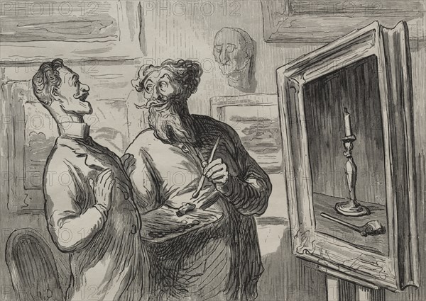 The Painters: A Realist Always Finds Another Realist to Admire Him. Creator: Honoré Daumier (French, 1808-1879).