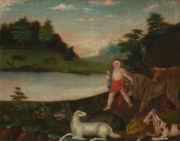 The Peaceable Kingdom, c. 1816-1818. Creator: Edward Hicks (American, 1780-1849).