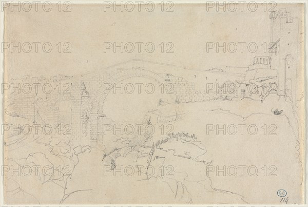 The Ponte dellAbbadia at Vulci, first half 19th century. Creator: Jean-Auguste-Dominique Ingres (French, 1780-1867), follower of.