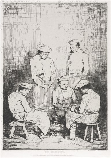 The Potato Peelers. Creator: Théodule Ribot (French, 1823-1891); A. Cadart & F. Chevalier, rue Richelieu, 66.