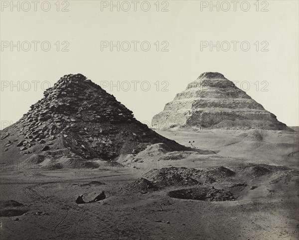 The Pyramids of Saqqara, from the Northeast, 1858. Creator: Francis Frith (British, 1822-1898); William Mackenzie.