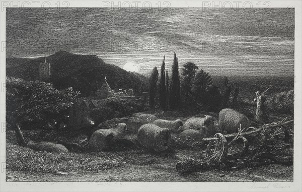 The Rising Moon, 1857. Creator: Samuel Palmer (British, 1805-1881).