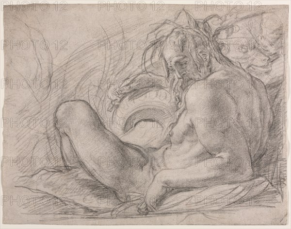 The River God Tiber (Study for a fresco, Miracle of the Snow...Florence), 1589. Creator: Bernardino Poccetti (Italian, 1548-1612).