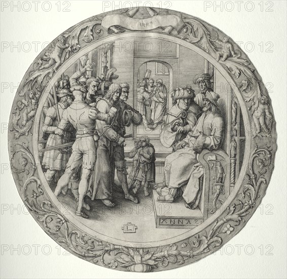 The Round Passion: Christ before the High Priest, 1509. Creator: Lucas van Leyden (Dutch, 1494-1533).