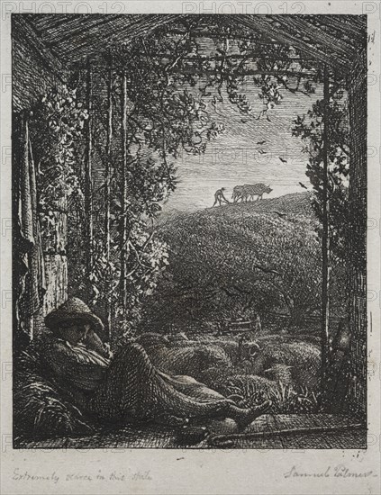 The Sleeping Shepherd, 1857. Creator: Samuel Palmer (British, 1805-1881).