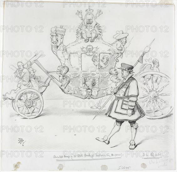 The Stagecoach for Parliamentary Purposes (recto) Study for Cab and Front Left Wheel...(verso). Creator: Edward Tennyson Reed (British, 1860-1933).