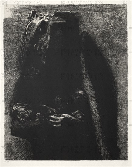 The Temptation of Saint Anthony (First Series): It Is the Devil, Bearing Beneath His Two Wings,1888. Creator: Odilon Redon (French, 1840-1916); Becquet (French); Edmond Deman.