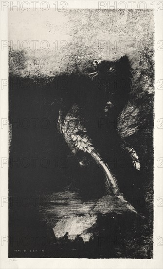 The Temptation of Saint Anthony (First Series): The Chimera with Green Eyes Turns, Bays, 1888. Creator: Odilon Redon (French, 1840-1916); Becquet (French); Edmond Deman.