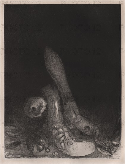 The Temptation of St. Anthony: Flowers Fall and the Head of a Python Appears, 1896. Creator: Odilon Redon (French, 1840-1916); Blanchard.