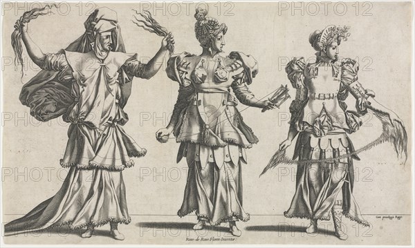 The Three Fates, Costume Designs, c. 1534. Creator: Pierre Milan (French).