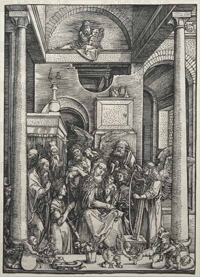 The Virgin and Child Surrounded by Saints and Angels, c. 1500-1502. Creator: Albrecht Dürer (German, 1471-1528).