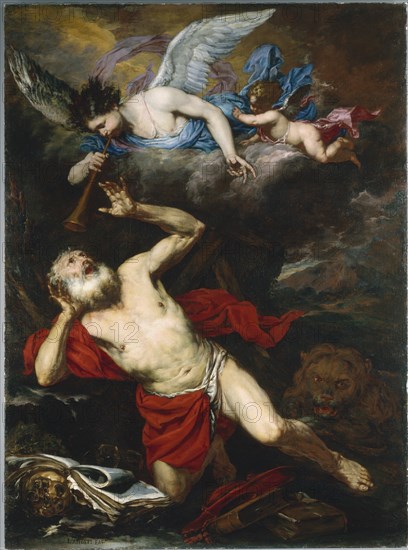 The Vision of Saint Jerome, c. 1660. Creator: Giovanni Battista Langetti (Italian, 1635-1676).
