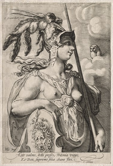 Three Goddesses, c. 1595. Creator: Jan Saenredam (Dutch, 1565-1607).