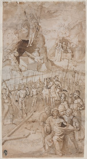 Three Scenes from the Passion of Christ (recto) Architectural Sketch (verso) , 1500s. Creator: Unknown.