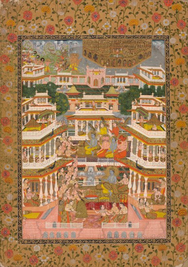 Tiered Court Scene, c. 1735. Creator: Chitarman II (Indian, c. 1680-?. 1750).