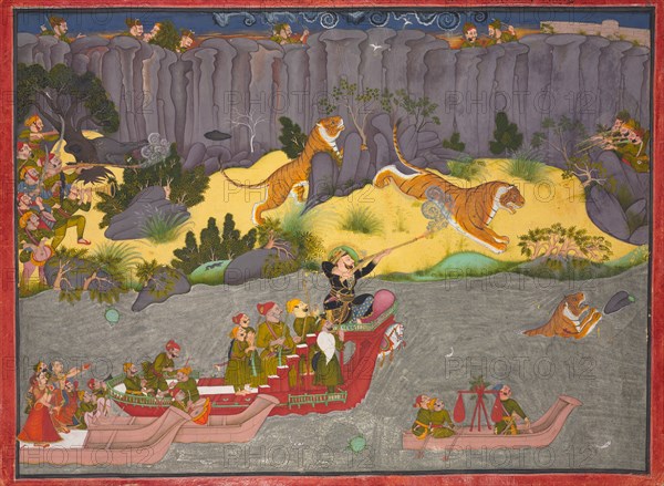 Tiger Hunt of Raja Ram Singh II, c. 1830-1840. Creator: Unknown.