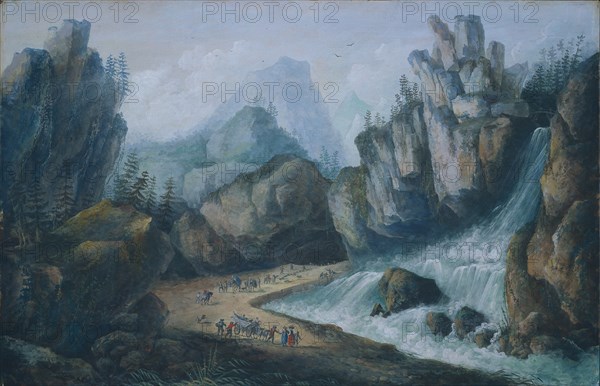 Torrent and Waterfall in the Alps, 1792. Creator: Louis Bélanger (French, 1756-1816).