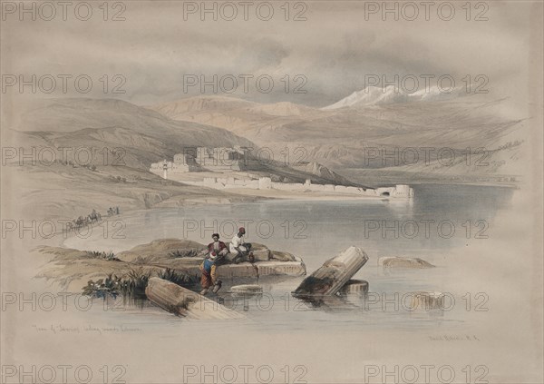 Town of Tiberias Looking Towards Lebanon, 1839. Creator: David Roberts (British, 1796-1864).