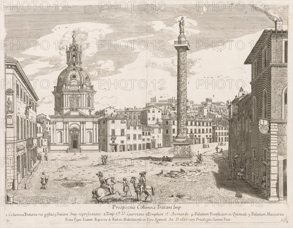 Trajan's Column from "Prospectus Locurum Urbis Romae Insign[ium], 1666. Creator: Lievin Cruyl (Flemish, c. 1640-c. 1720).