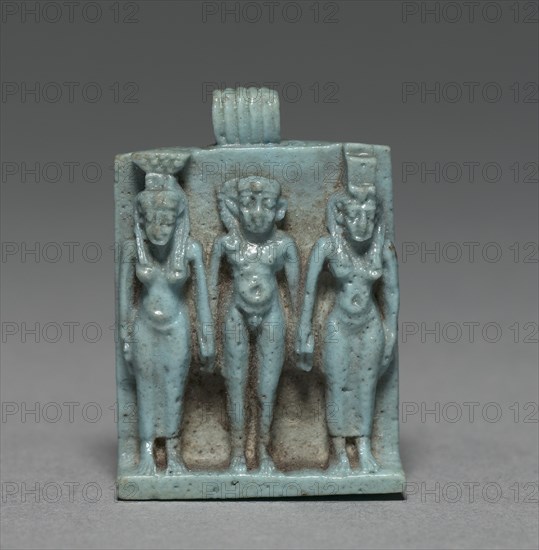 Triad: Horus between Isis and Nephthys, 664-525 BC. Creator: Unknown.