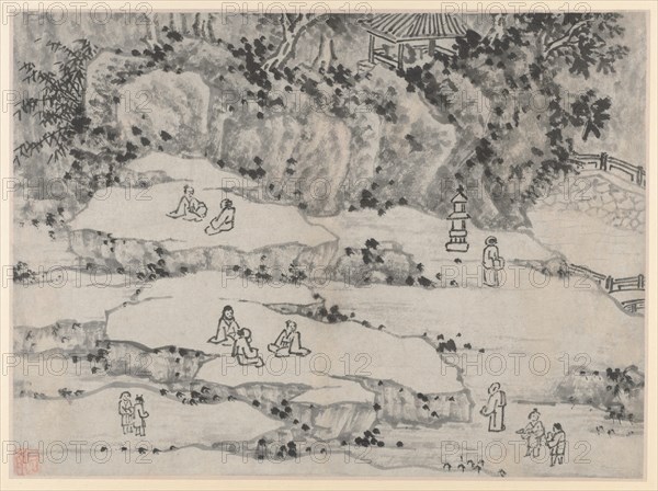 Twelve Views of Tiger Hill, Suzhou: The Nodding Stone Terrace, Tiger Hill..., after 1490. Creator: Shen Zhou (Chinese, 1427-1509).