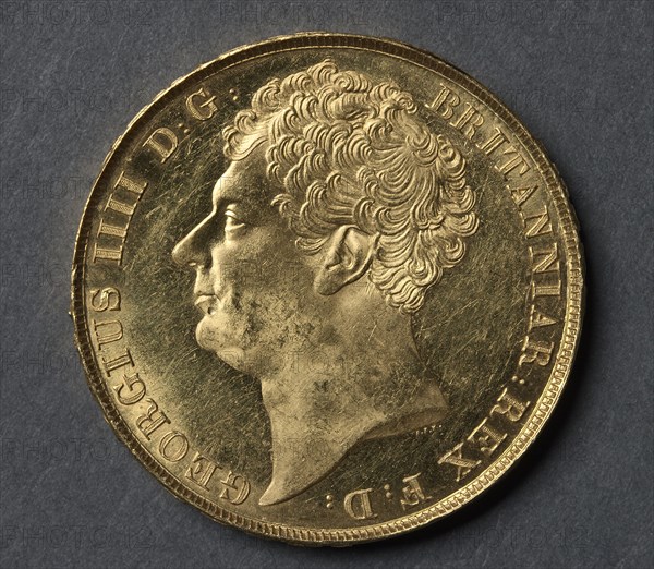 Two Pounds (obverse), 1823. Creator: Francis Legatt Chantrey (British, 1781-1841), after a design by ; J. B. Merlen (British).