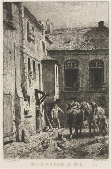 Une Cour à Paris, 1865. Creator: Charles-Émile Jacque (French, 1813-1894).