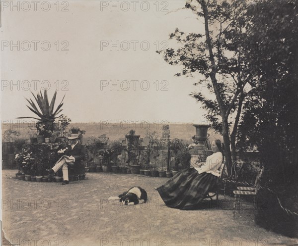 Untitled (Man and Woman Relaxing), c. 1854. Creator: Louis Pierre Théophile Dubois de Nehaut (Belgian, 1799-1872).