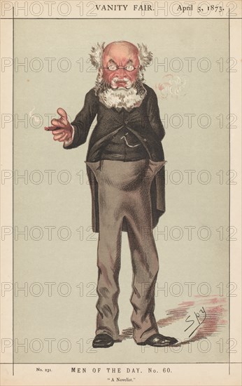 Vanity Fair: Men of the Day, No. 60, "A Novelist", 1873. Creator: Leslie Matthew (Spy) Ward (British, 1851-1922).