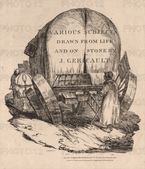 Various Subjects Drawn from Life and on Stone: A Wagon with Harnessed Horses, 1821. Creator: Théodore Géricault (French, 1791-1824).