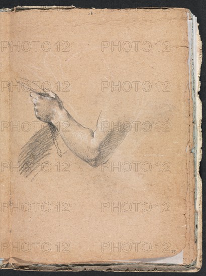 Verona Sketchbook: Left arm and hand (page 75), 1760. Creator: Francesco Lorenzi (Italian, 1723-1787).