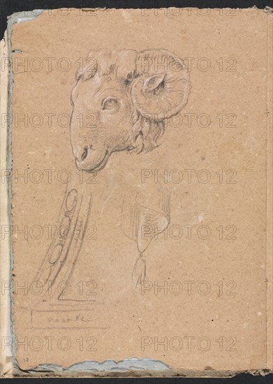 Verona Sketchbook: Ram's head (page12), 1760. Creator: Francesco Lorenzi (Italian, 1723-1787).