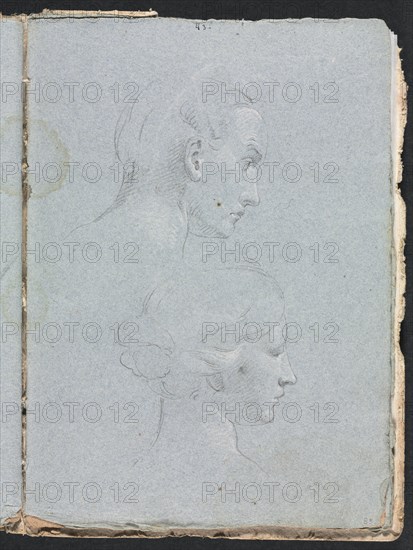 Verona Sketchbook: Two heads (page 85), 1760. Creator: Francesco Lorenzi (Italian, 1723-1787).