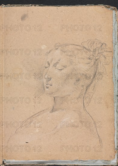 Verona Sketchbook: Woman with closed eyes (page 15), 1760. Creator: Francesco Lorenzi (Italian, 1723-1787).