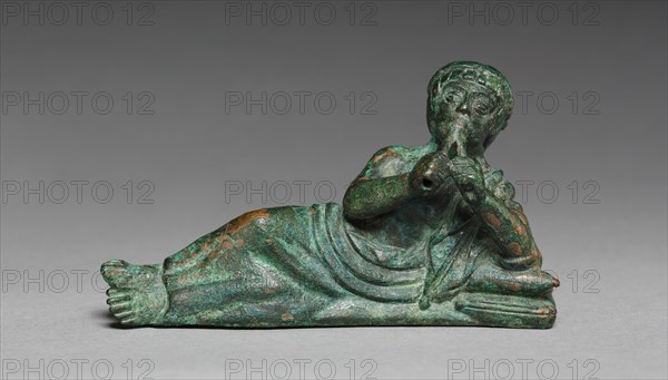 Vessel Ornament of Reclining Flutist, probably 400-375 BC. Creator: Unknown.