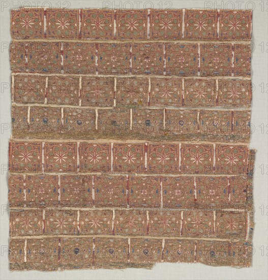Vestment fragment with stars in staggered squares, 1200s. Creator: Unknown.