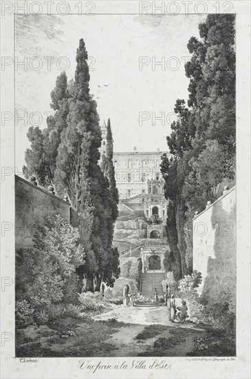 View at Villa dEste, Tivoli, 1817. Creator: Claude Thiénon (French, 1772-1846).