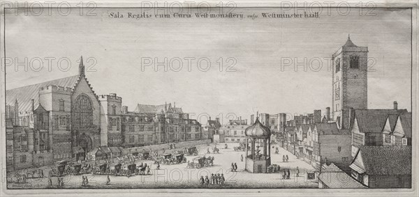 View of London: New Palace Yard with Westminster Hall, and the Clock House, 1647. Creator: Wenceslaus Hollar (Bohemian, 1607-1677).